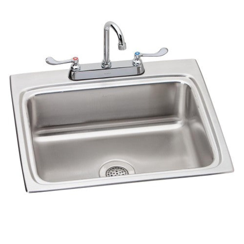 Lr2522c Lustertone Classic Stainless Steel Drop In Single Bowl Kitchen Sink - 25" X 22" X 8 1/8" 3 Holes With Faucet Drain P Trap - Stainless Steel