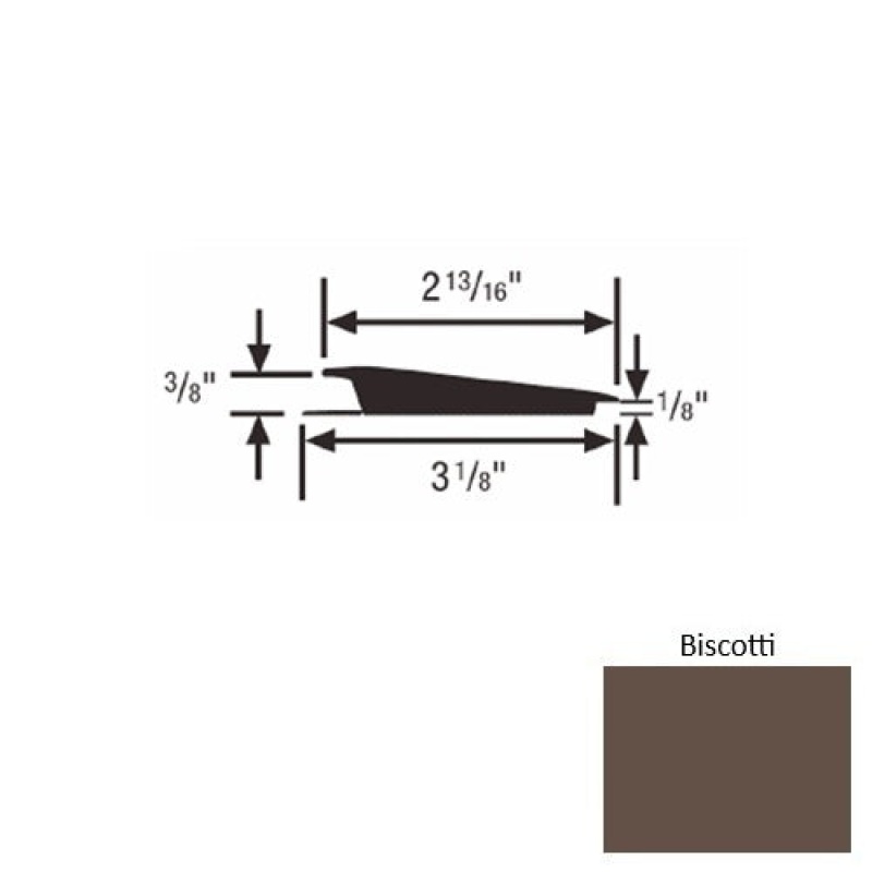 Solid 67 Biscotti Rubber Rolling Traffic Transition - 3 1/8" X 9 Ft (108") X 3/8" - 1/8"