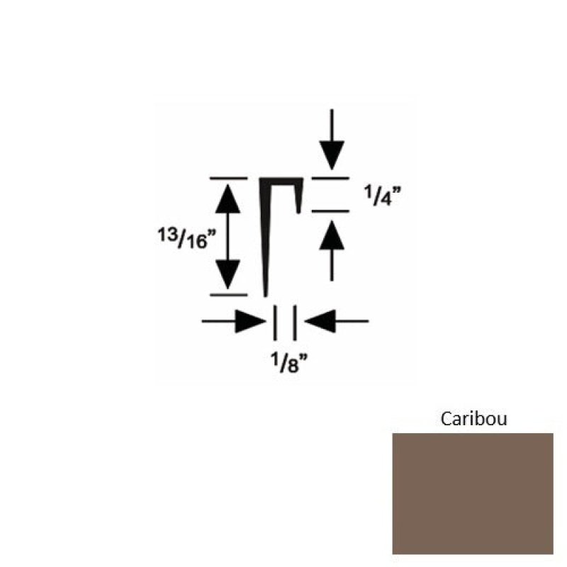 Solid 46 Caribou Rubber Cove Cap Square - 1/8" X 9 Ft (108")