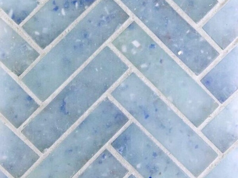 Liquid Moonfalls Glass Mosaic - Herringbone - Clear & Frosted