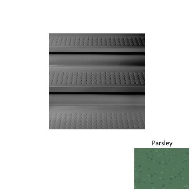 Symmetry 96 Parsley Vantage With Riser Rubber (Sq) With Galley Red Abrasive Strip Stair Tread With Dupont Kevlar - Textured