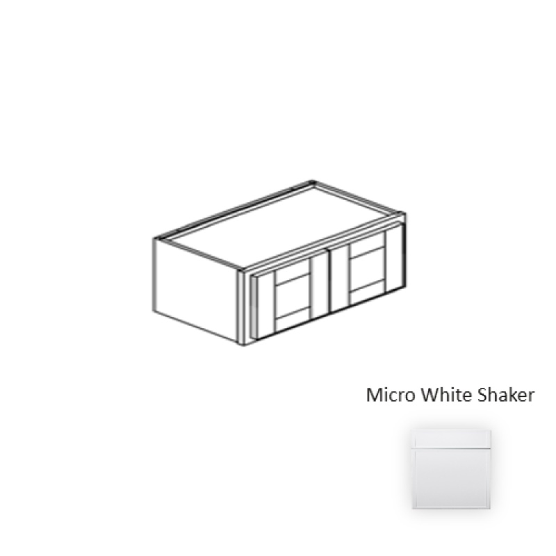 Framed Shaker Premium Micro White Shaker Natural Clear Coat Wood Kitchen Wall Cabinet - 36" X 24" X 24" - Natural Clear Coat