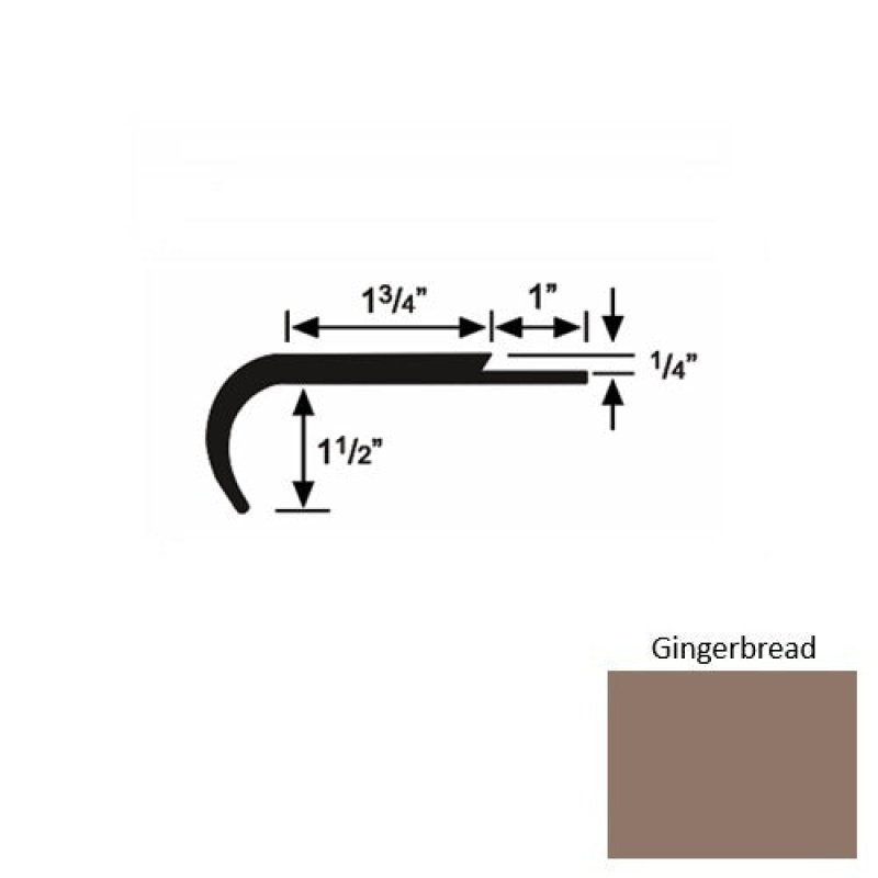 Solid 14 Gingerbread Rubber Single Flange Carpet Stair Nosing