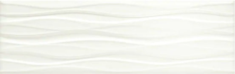 Visual Impressions White Multi Wave Textured Ceramic Tile, 8" x 24"
