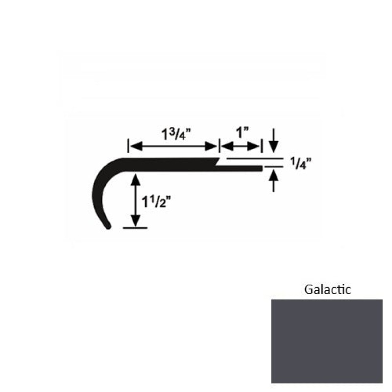 Solid 14 Galactic Rubber Single Flange Carpet Stair Nosing (Rd) - 1 3/4" X 9 Ft (108")