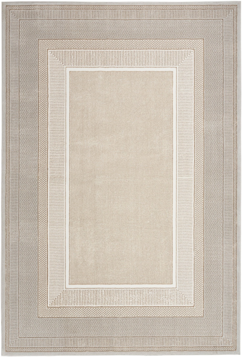 Glitz Ivory Polyester Modern Area Rug 4 Ft x 6 Ft