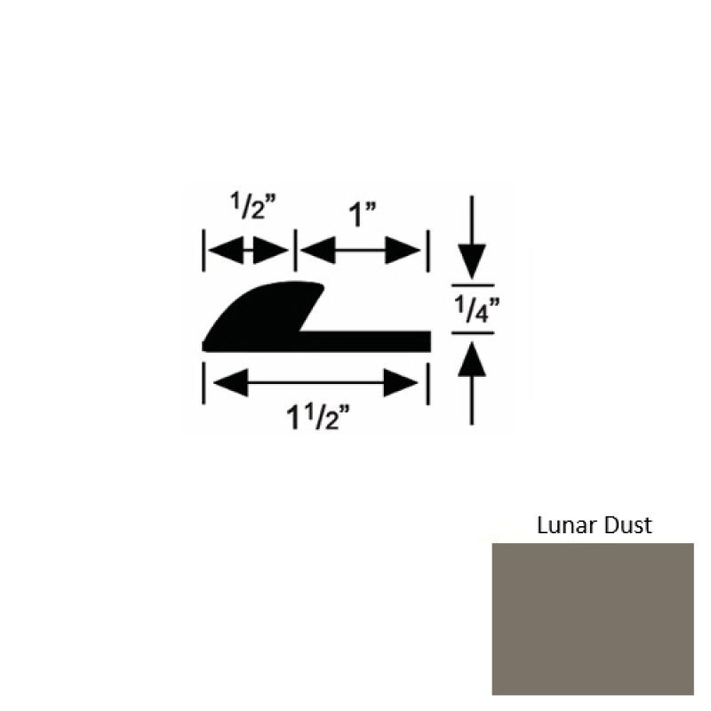 Solid 35 Lunar Dust Rubber Underlap Carpet Edge - 1 1/2" X 9 Ft (108") X 1/4"