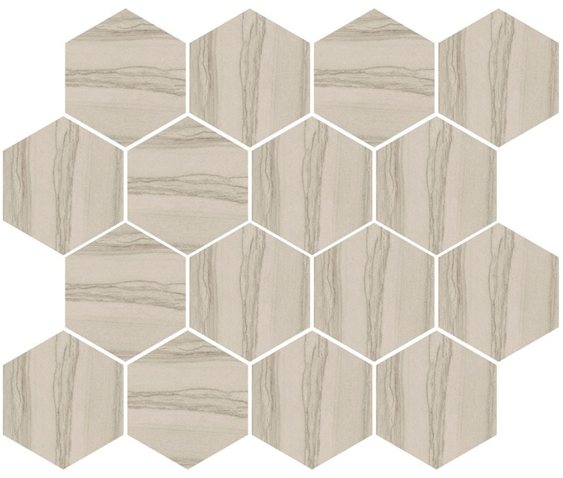 Silver Taupe Porcelain Mosaic - Hexagon - Matte