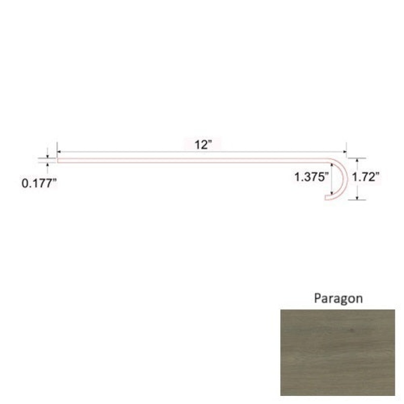 Diamond Paragon Luxury Vinyl Moulding / Trim - 47" Round Stair Tread - Commercial Ceramic Bead Uv Coating