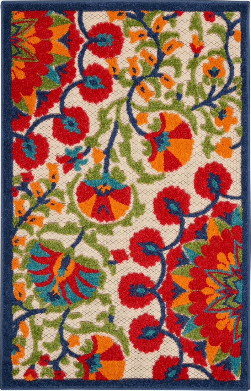 Aloha Alh20 Red / Multi Polypropylene Transitional Area Rug