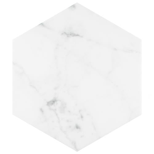 Classico Carrara Porcelain Tile - Matte - 7" X 8" Hexagon