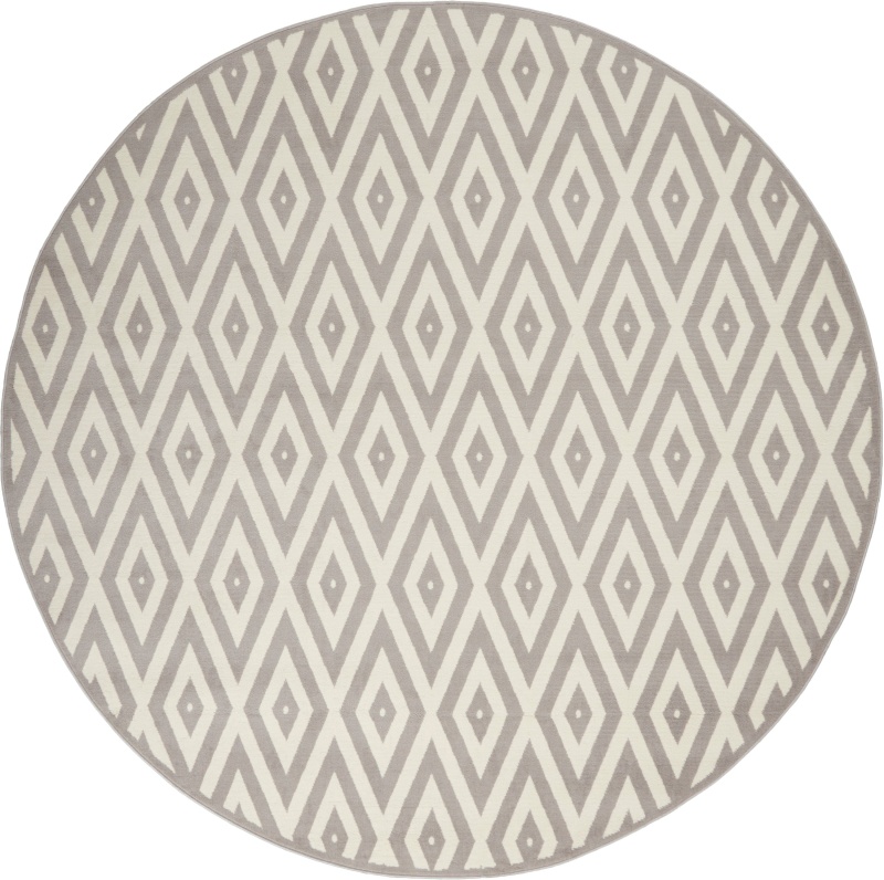 Grafix White / Grey Round Area Rug