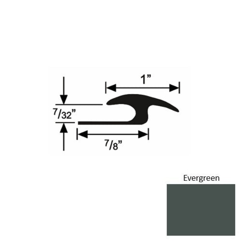 Solid 50 Evergreen Rubber Tile / Carpet Joiner - 7/8" X 9 Ft (108") X 7/32"