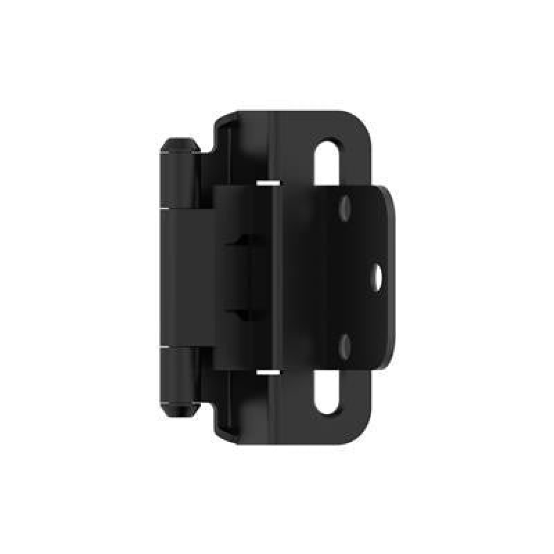 Matte Black Steel Face Frame Self Close Partial Wrap Cabinet Hinge - 3/8" (10 Mm) Inset - Matte Black