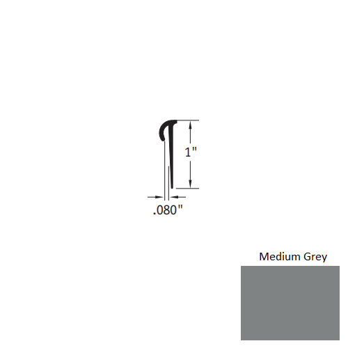 Johnsonite Medium Grey Vinyl Moulding / Trim - .080" X 12 Ft (144") Self Stick Cove Cap - Self Stick Cove Cap
