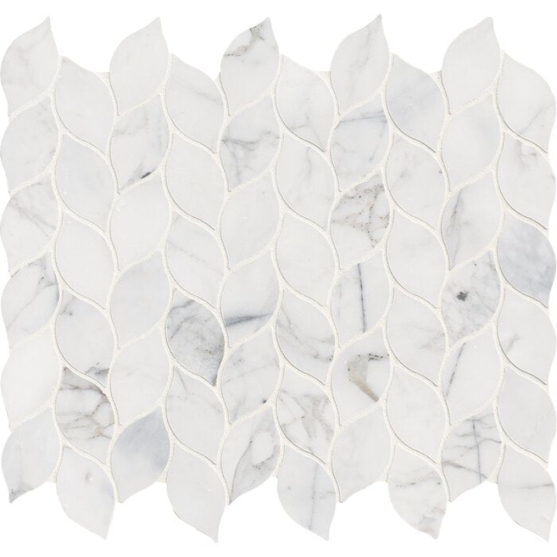 Calacatta Blanco Marble Mosaic - Leaf - Polished