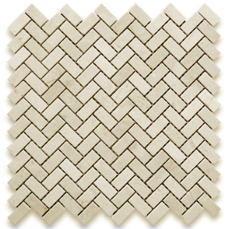 Crema Marfil Marble Mosaic - 5/8" X 1 1/4" Mini Herringbone