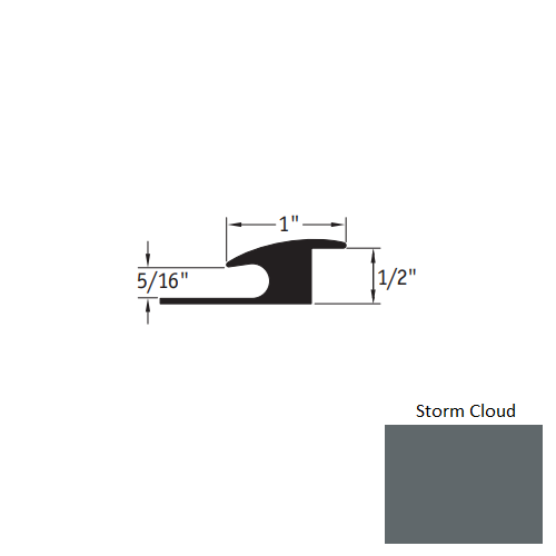 Johnsonite Storm Cloud Vinyl Moulding / Trim - 1" X 12 Ft (144") X 5/16" - 1/2" Adaptor - Adaptor