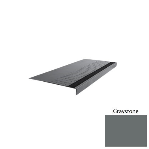 Flextones Graystone Type 776 With Flush Ribbed / Smooth Insert Distinct Designs Rubber - 12" X 72" Stair Tread - Rgt Radial Ii Raised Disc Design