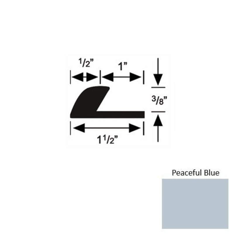 Solid 37 Peaceful Blue Rubber Underlap Carpet Edge - 1 1/2" X 9 Ft (108") X 3/8"
