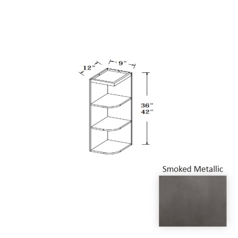 Smoked Metallic Wood Kitchen Wall End Shelf