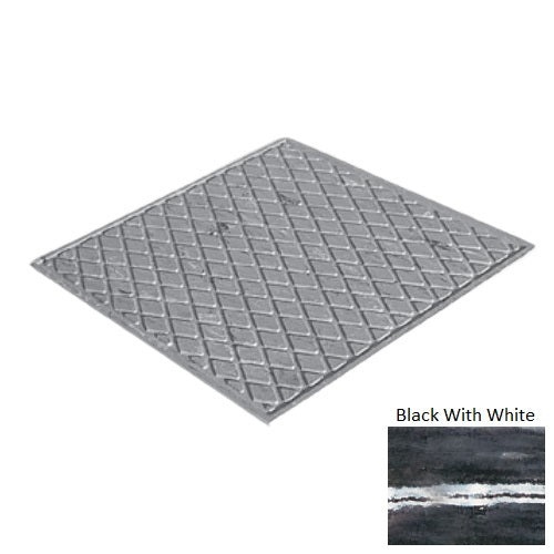 Evolving Styles Creative Elements Black With White Rubber Diamond Landing Tile - Textured - 27" X 27"