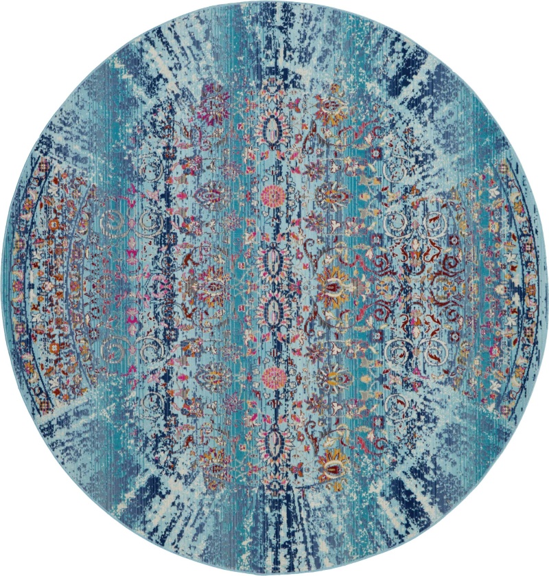 Vintage Kashan Blue Polypropylene Area Rug