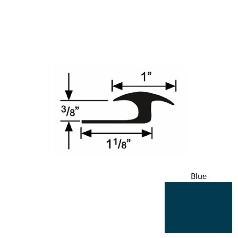 Solid 60 Blue Rubber Tile / Carpet Joiner - 1 1/8" X 9 Ft (108") X 3/8"