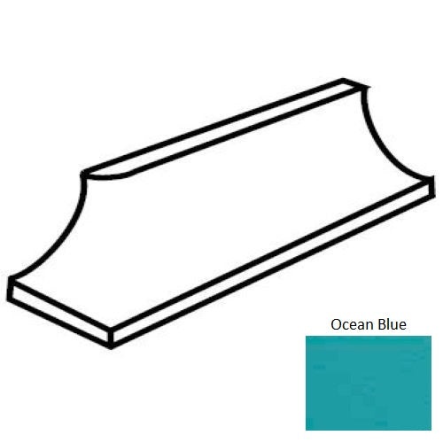 Keystones Unglazed Mosaic Ocean Blue Porcelain Floor & Wall Trim - 1" X 2" Cove Base Outcorner - Matte
