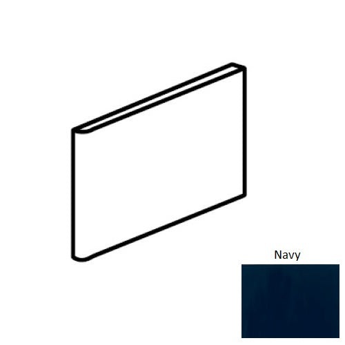 Color Wheel Classic Navy Ceramic Wall Trim - 3" X 6" Bullnose 3" Side - Semi Gloss