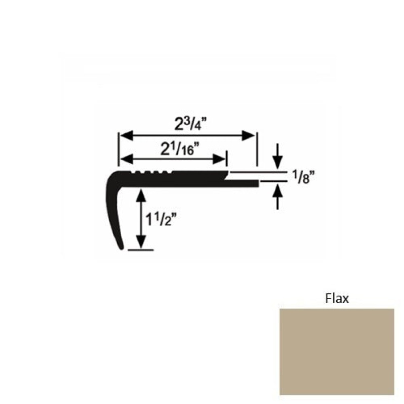 Solid 09 Flax Rubber Underlap Stair Nosing (Sq) - 2 3/4" X 9 Ft (108")