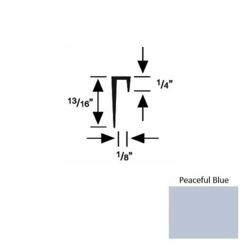 Solid 46 Peaceful Blue Rubber Cove Cap Square - 1/8" X 9 Ft (108")