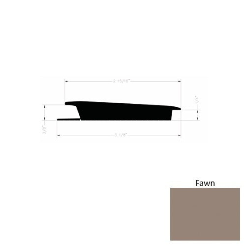 Solid 75 Fawn Rubber Rolling Traffic Transition - 3 1/8" X 9 Ft (108") X 3/8" - 1/4"