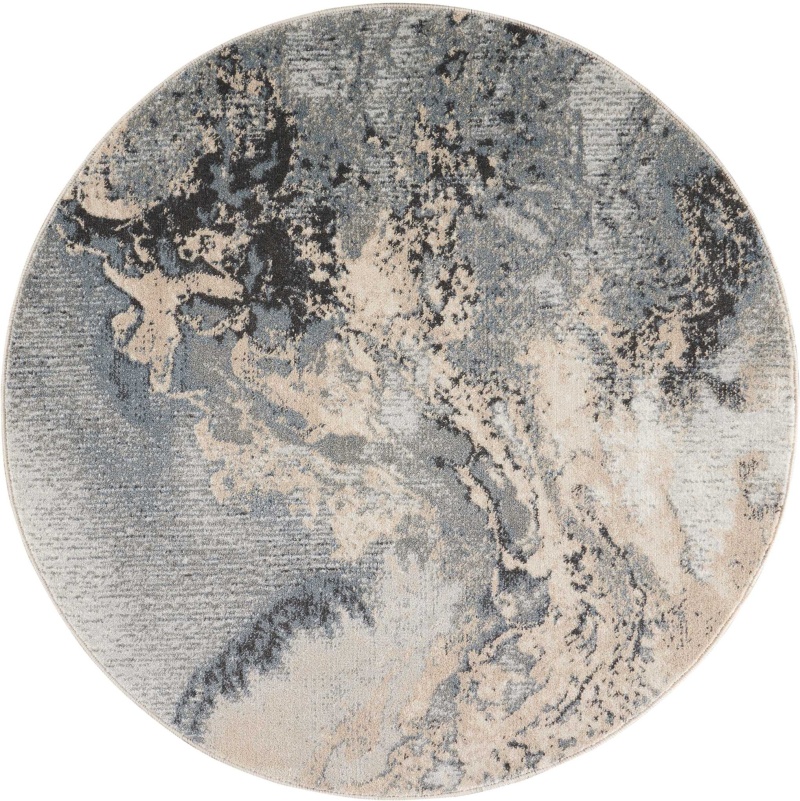 Maxell Grey Modern Round Area Rug