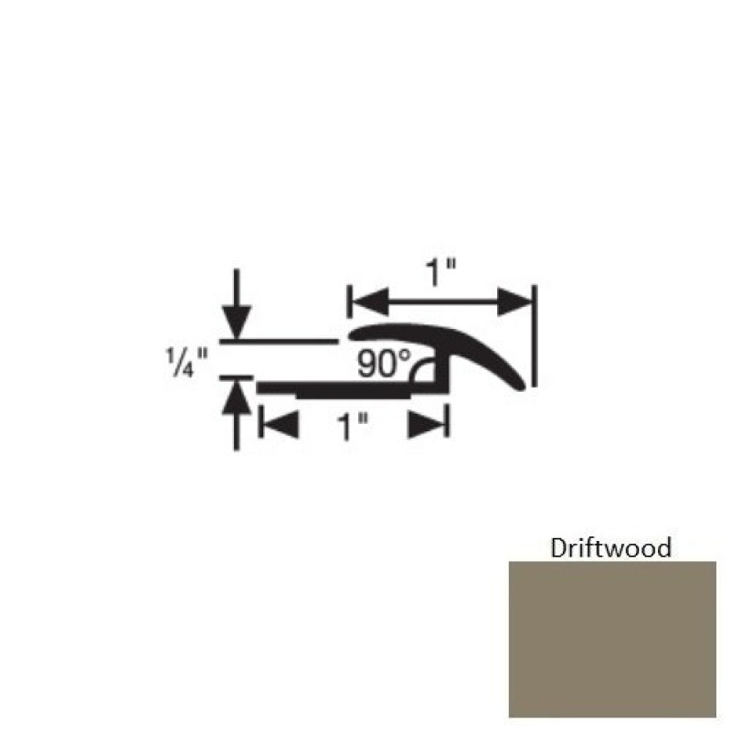 Flextones Driftwood Vinyl 168 Resilient To Carpet Transition - 1" X 12 Ft - Thermoplastic