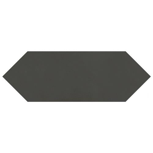 Kite Black Porcelain Tile - Satin - 4" X 11 3/4" Hexagon