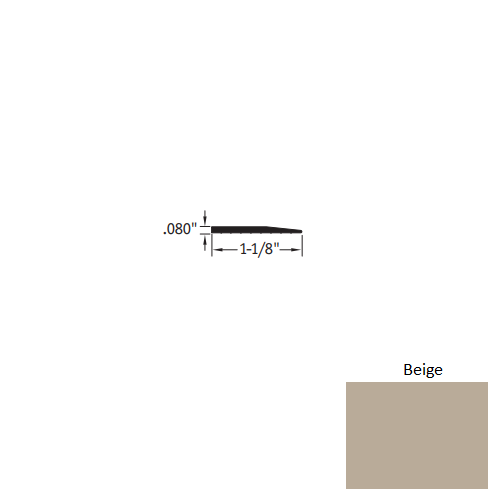 Johnsonite Beige Vinyl Moulding / Trim - 1 1/8" X 3 Ft (36") X .080" Reducer - Reducer