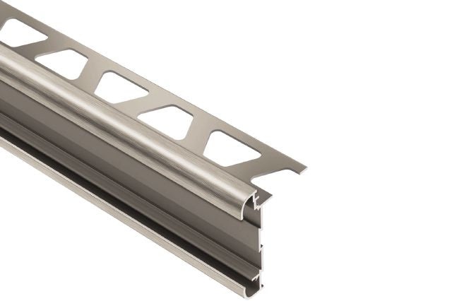 Rondec Ct Double Rail Bullnose Metal Tile Edging Trim - Brushed Nickel Anodized Aluminum