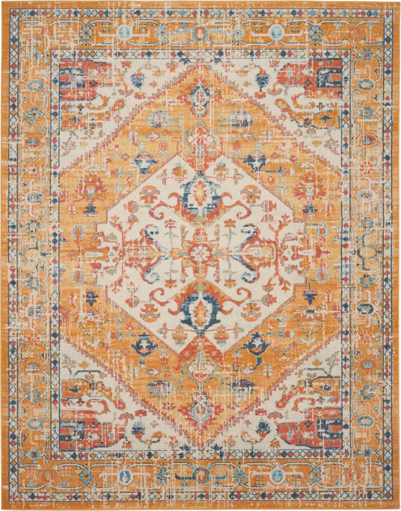 Passion Psn23 Ivory / Yellow Polypropylene Bohemian Area Rug