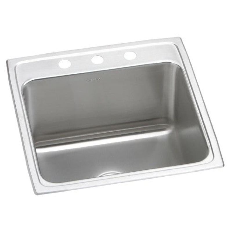 Dlr2222123 Lustertone Classic Stainless Steel Drop In Single Bowl Kitchen Sink - 22" X 22" X 12 1/8" With 3 Holes - Stainless Steel
