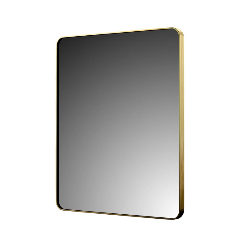 Brushed Gold Aluminum Framed Bathroom Mirror - 24" X 30" - Brushed Gold