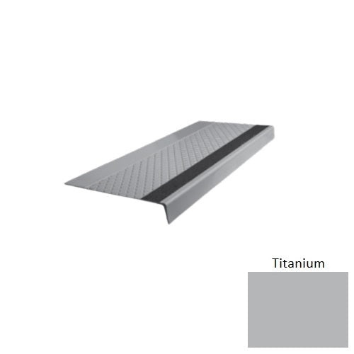 Flextones Titanium Type 685 With Flush Ribbed / Smooth Insert Distinct Designs Rubber - 12" X 72" Stair Tread - Diamond Profile Design