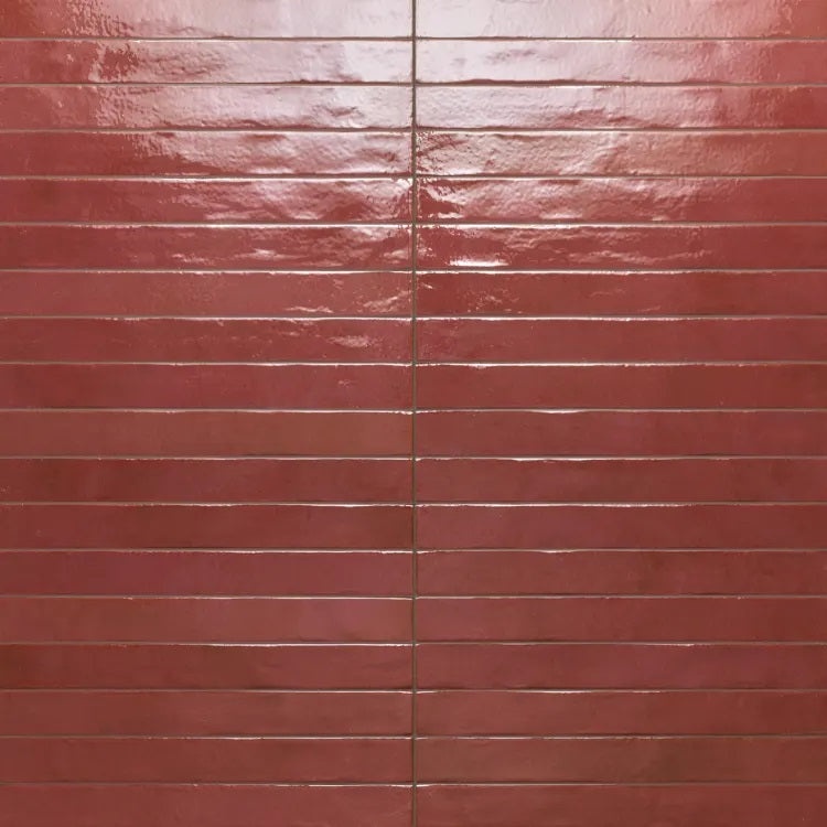 Chroma Red Porcelain Tile - Glossy - 2" X 18"