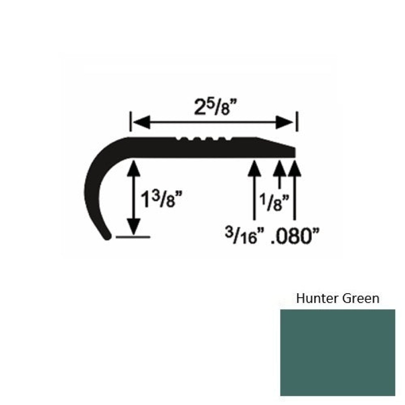 Solid 04 Hunter Green Rubber Residential Stair Nosing