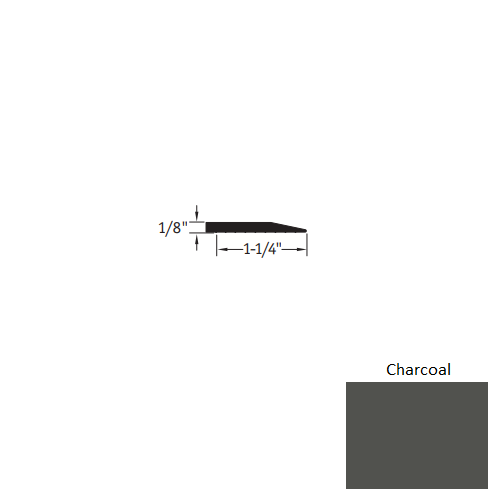 Johnsonite Charcoal Vinyl Moulding / Trim - 1 1/4" X 25 Ft (300") X 1/8" Reducer - Reducer