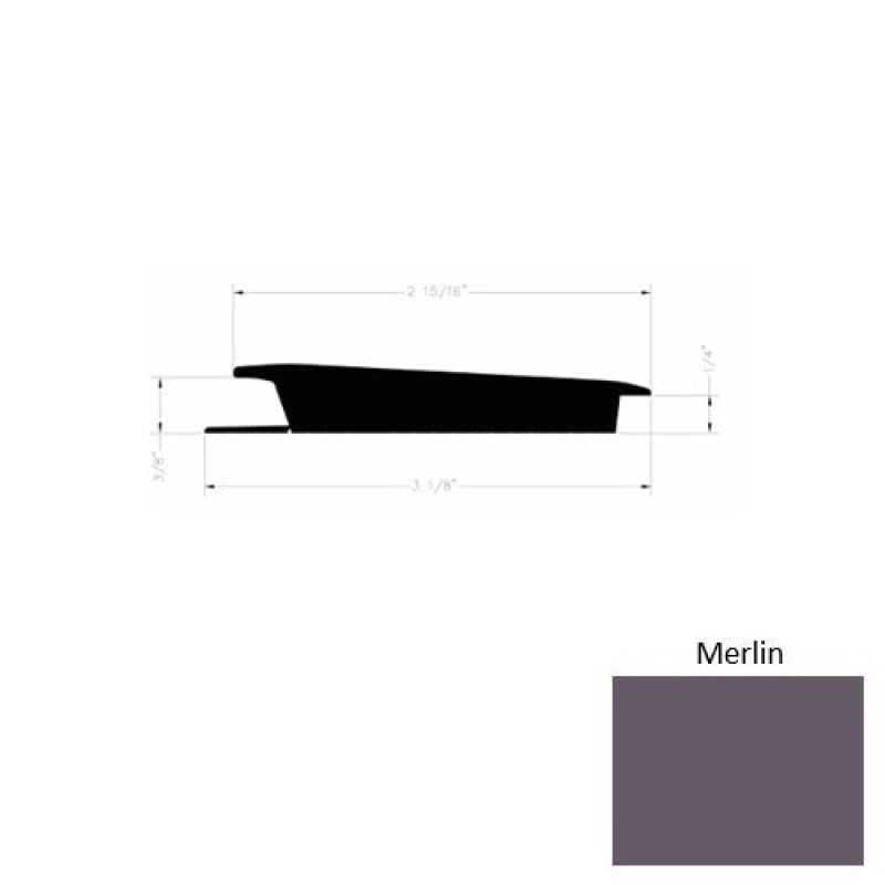 Solid 75 Merlin Rubber Rolling Traffic Transition - 3 1/8" X 9 Ft (108") X 3/8" - 1/4"