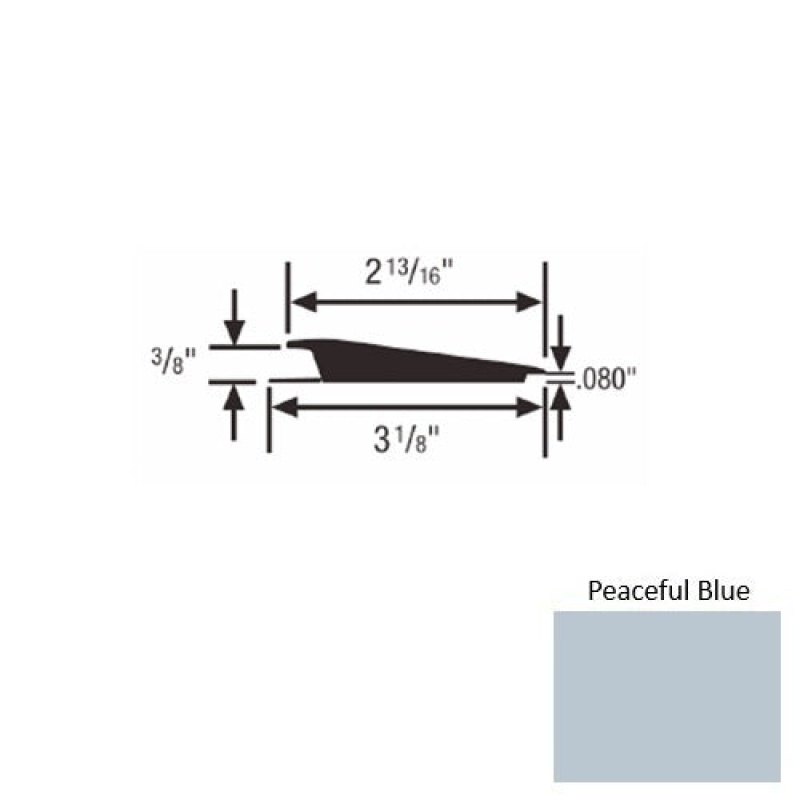 Solid 66 Peaceful Blue Rubber Rolling Traffic Transition - 3 1/8" X 9 Ft (108") X 3/8" - 0.080"