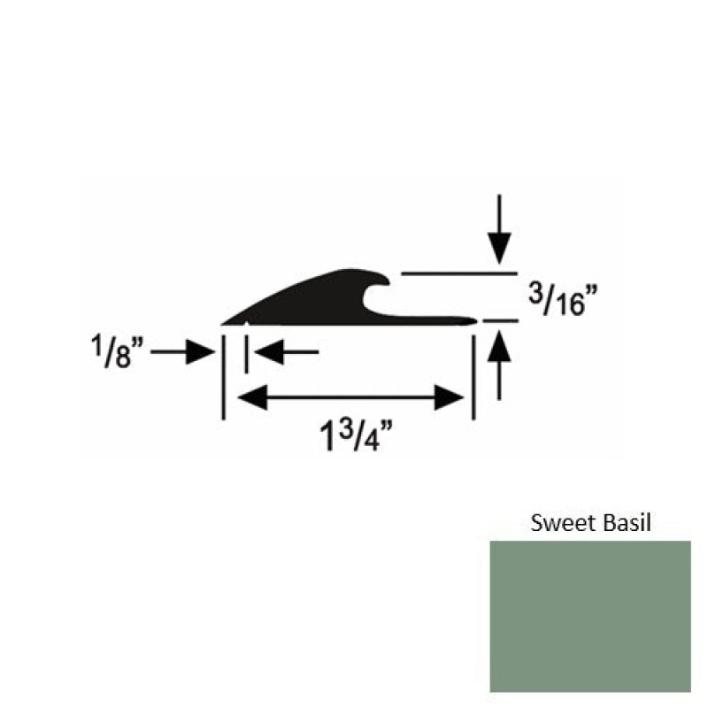Solid 42 Sweet Basil Rubber Custom Carpet Edging - 1 3/4" X 9 Ft (108") X 3/16"
