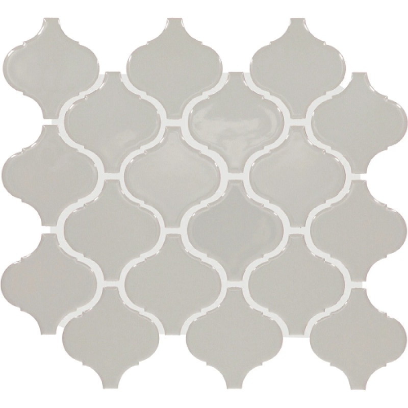 Color Wheel Retro Desert Gray Ceramic Mosaic - 3" X 3" Arabesque - Glossy
