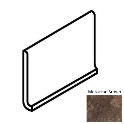 Continental Slate Moroccan Brown Porcelain Floor & Wall Trim - 6" X 12" Cove Base - Matte